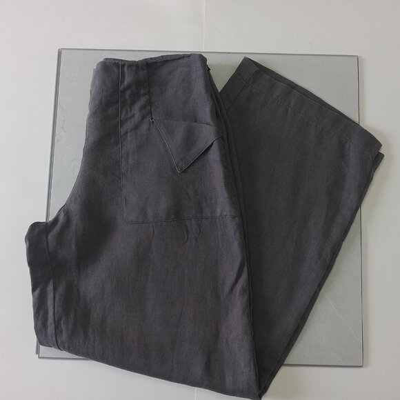 100% Linen Wide Leg Cropped Pants - Picture 1 of 9